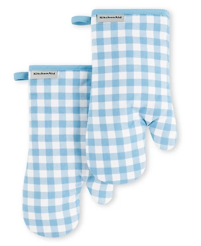 KitchenAid Gingham Oven Mitt 2-Pack Set, 7" x 13"