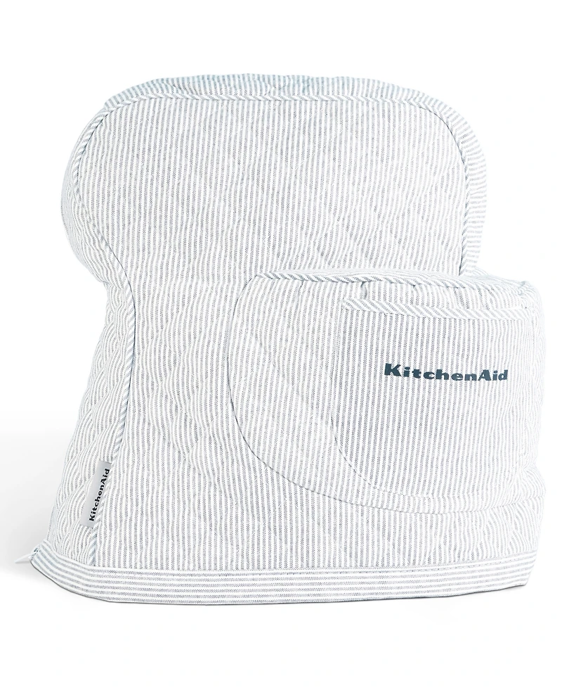 KitchenAid Fitted Tilt-Head Ticking Stripe Stand Mixer Cover with Storage Pocket Quilted, 14.37" x 18" x 10"