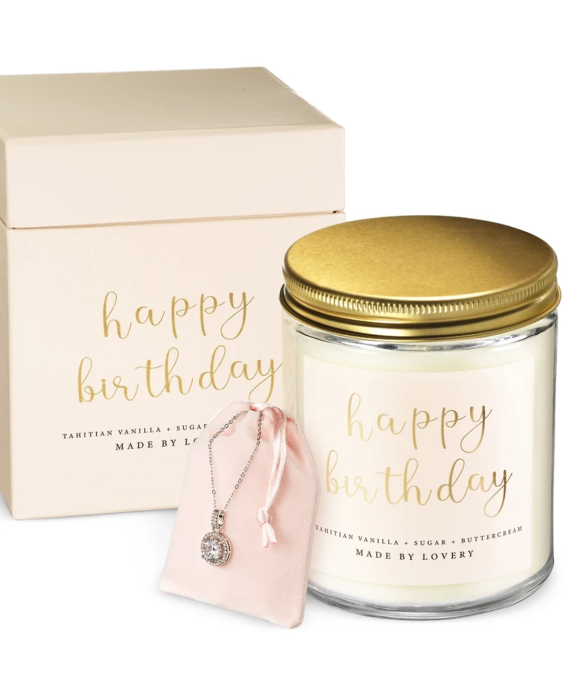 Lovery 3-Pc. Happy Birthday Soy Candle & Halo Necklace Gift Set