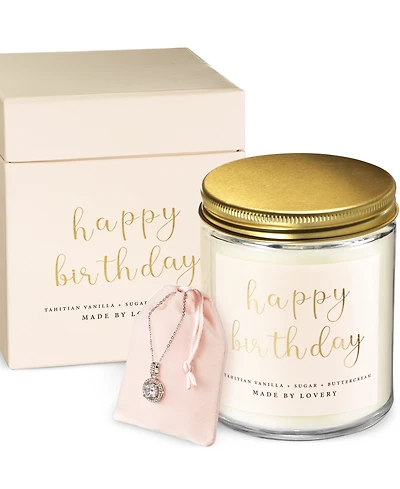 Lovery 3-Pc. Happy Birthday Soy Candle & Halo Necklace Gift Set