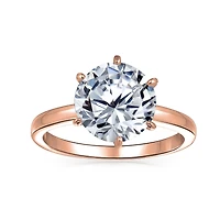 Bling Jewelry Classic Timeless Cubic Zirconia 3CT Cz 6 Prong Setting Round Solitaire Promise Ring Thin Band Sterling Silver