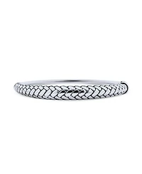 Bling Jewelry Hollow Bali Braided Basket Weave Wheat Hinge Stackable Bangle Bracelet Oxidized Sterling Silver 7.5 Inch