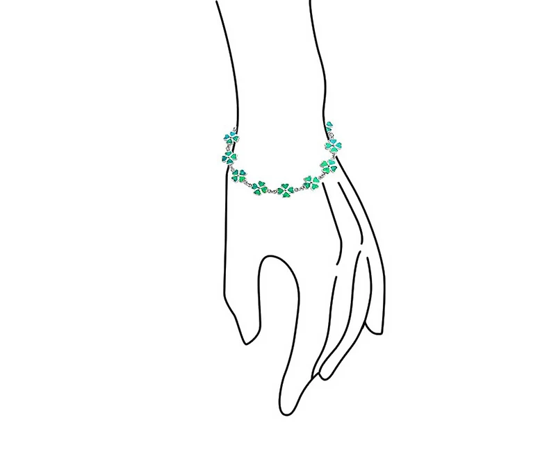 Bling Jewelry Created Synthetic Opal Inlay Green Shamrock Irish Lucky Clover Leaf Heart Shaped Link Charm Bracelet Sterling Silver