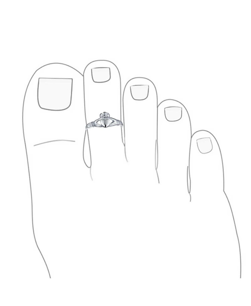 Bling Jewelry Bff Spiritual Irish Lovers Celtic Claddagh Heart Midi Toe Ring Band Silver Sterling Adjustable