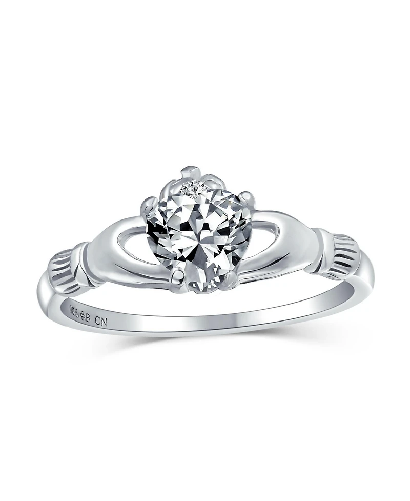 Bling Jewelry Bff Sorority Sister Solitaire Royal Blue Cz Celtic Irish Friendship Promise Crown Heart Claddagh Ring Sterling Silver