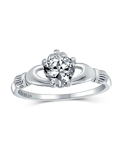 Bling Jewelry Bff Sorority Sister Solitaire Royal Blue Cz Celtic Irish Friendship Promise Crown Heart Claddagh Ring Sterling Silver