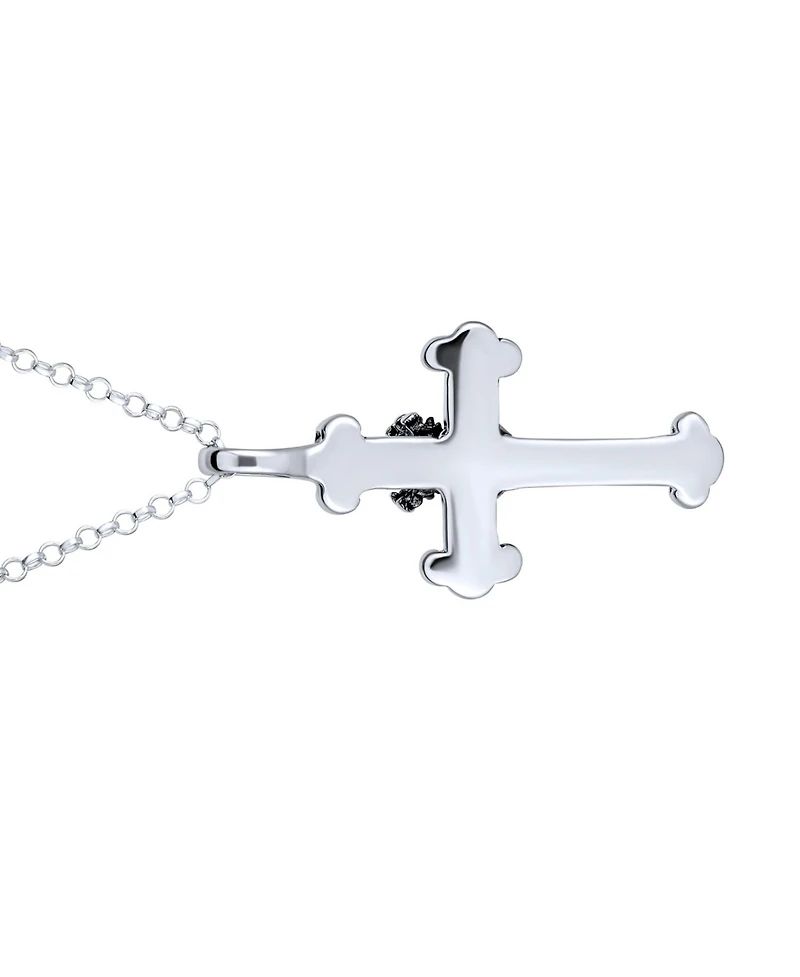 Bling Jewelry Ancient Saint James Fleur De Lis Cross Pendant Necklace in Oxidized Silver