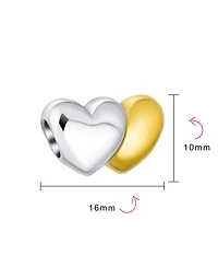 Bling Jewelry Valentine Heart Initial Alphabet Bead Charm Cz Accent Two Tone Silver for Bracelet