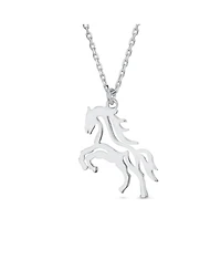 Bling Jewelry Cowgirl Equestrian Galloping Thoroughbred Horse Pendant Necklace Oxidized Sterling Silver