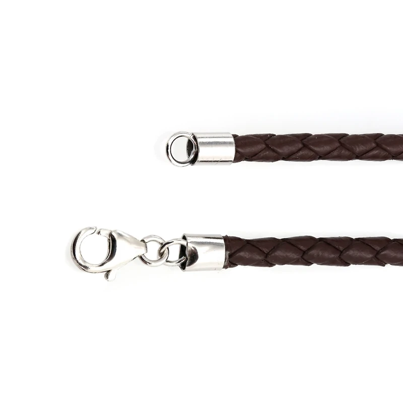 Bling Jewelry Set of 2 Braided Leather Cord Necklaces with Sterling Silver Clasp - Black & Brown 18-24 Inch