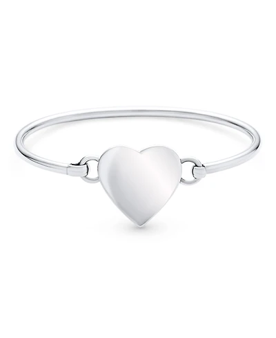 Bling Jewelry Sterling Silver Heart Bangle Bracelet Polished Finish Solid Strong