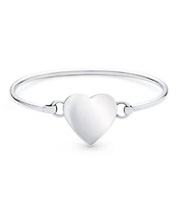 Bling Jewelry Sterling Silver Heart Bangle Bracelet Polished Finish Solid Strong