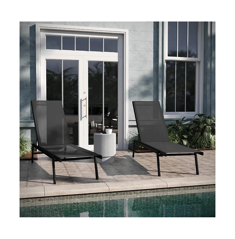 Braelin Set Of 2 Text Ilene Adjustable 5 Position Patio Chaise Lounge And Metal Frame Chair