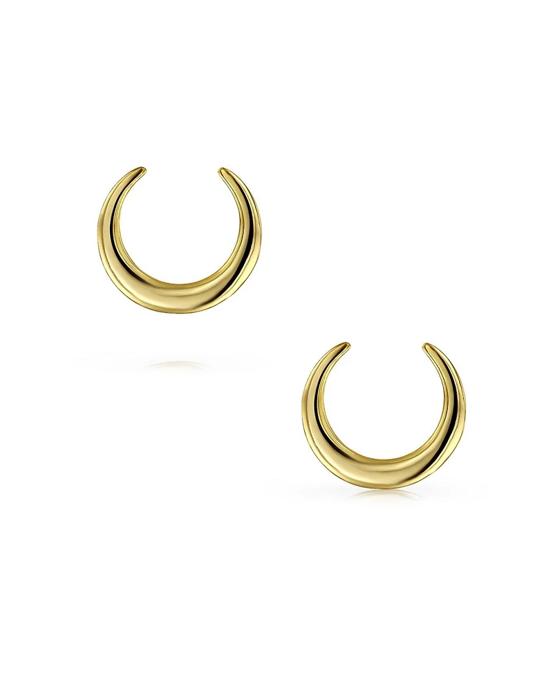 Bling Jewelry Tribal Style Minimalist Horn Crescent Luna Waning Half Moon Earrings Gold Plated Sterling Silver