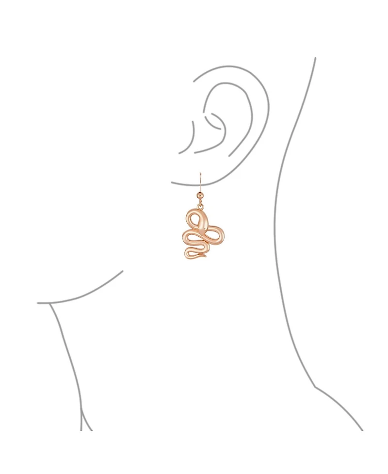 Bling Jewelry Garden Animal Pet Reptile Egyptian Serpent Simple Snake Dangling Earrings Fish Hook Wire Rose Plated Sterling Silver