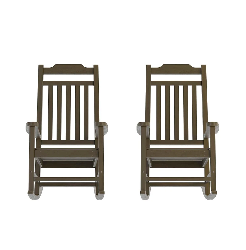 Merrick Lane Set Of 2 Hillford Poly Resin Indoor/Outdoor Rocking Chairs