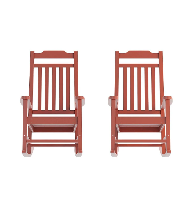 Merrick Lane Set Of 2 Hillford Poly Resin Indoor/Outdoor Rocking Chairs