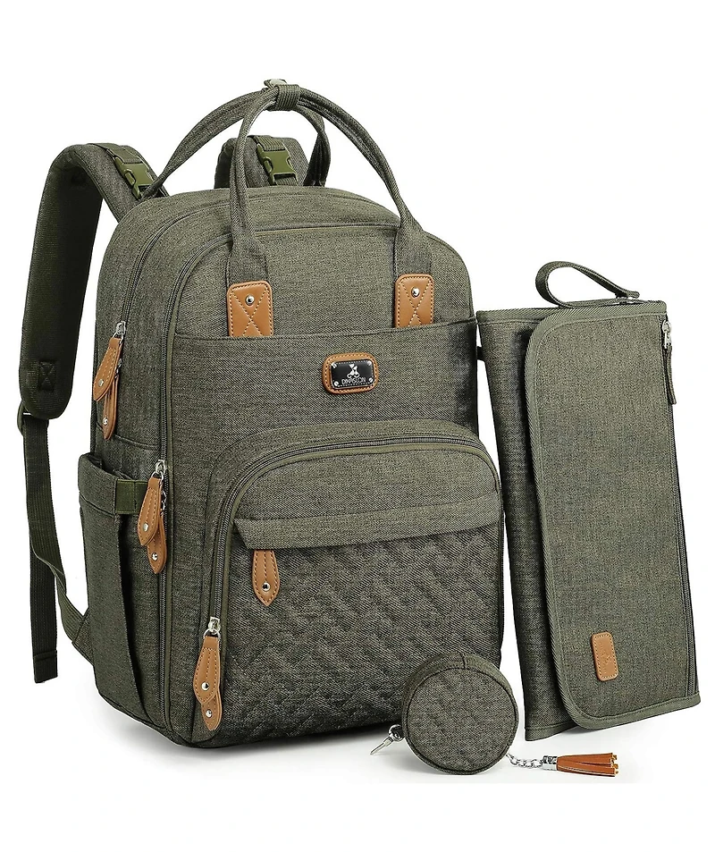 Dikaslon Diaper Bag Backpack with Portable Changing Pad, Pacifier Case and Stroller Straps