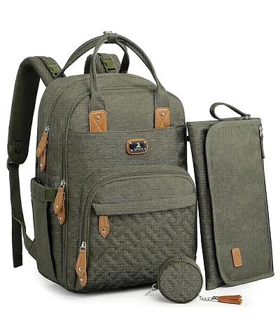 Dikaslon Diaper Bag Backpack with Portable Changing Pad, Pacifier Case and Stroller Straps