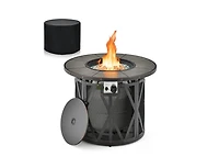 32 Inch 30000BTU Fire Pit Table with Fire Glasses and Pvc Cover
