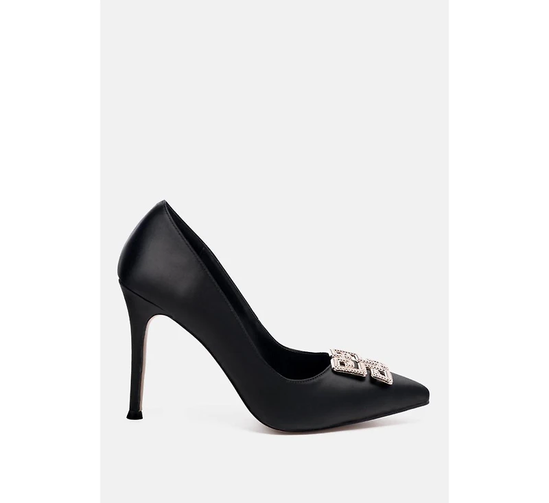 prisca high heel brooch detail pumps