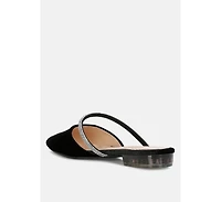turnon velvet diamante detail flat mules