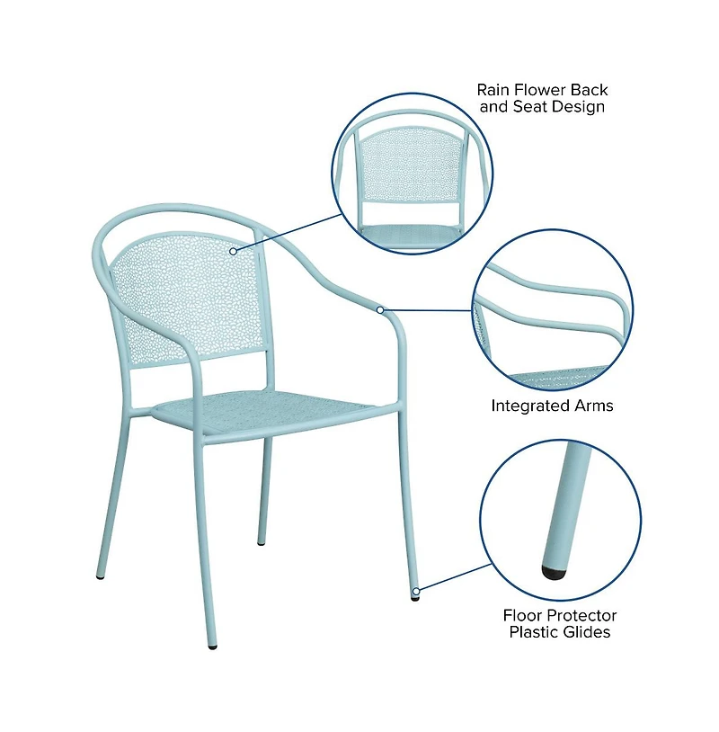 Emma+Oliver Commercial Grade 5 Pack Indoor-Outdoor Steel Patio Arm Chair With Round Back