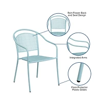Emma+Oliver Commercial Grade 5 Pack Indoor-Outdoor Steel Patio Arm Chair With Round Back