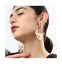 Sohi Women's Gold Flower Swirl Drop Earrings
