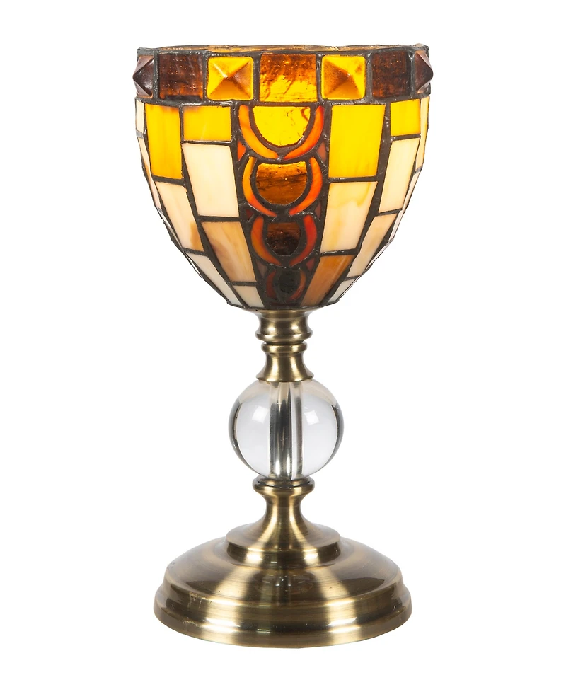 Dale Tiffany 13" Tall Vienne Tiffany Handmade Genuine Stained Glass Shade Accent Lamp