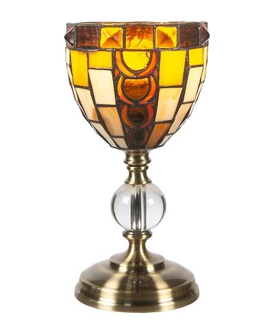 Dale Tiffany 13" Tall Vienne Tiffany Handmade Genuine Stained Glass Shade Accent Lamp