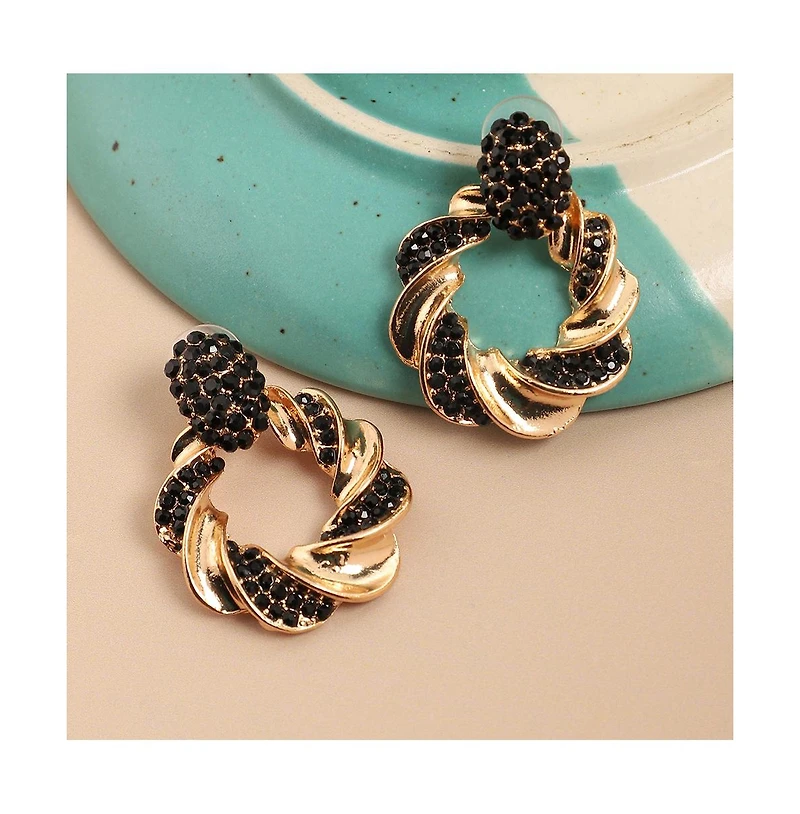 Sohi Women's Gold Twisted Drop Earrings