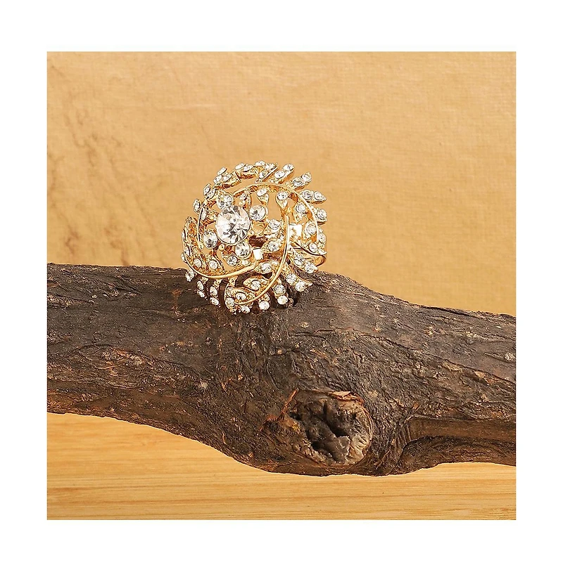 Sohi Women's Gold Foliage Swirl Statement Ring