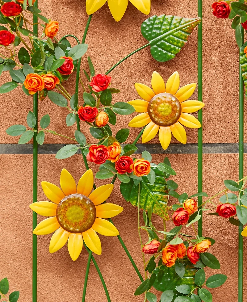 Glitzhome 48" H Metal Sunflowers Garden Trellis, Garden Stakes