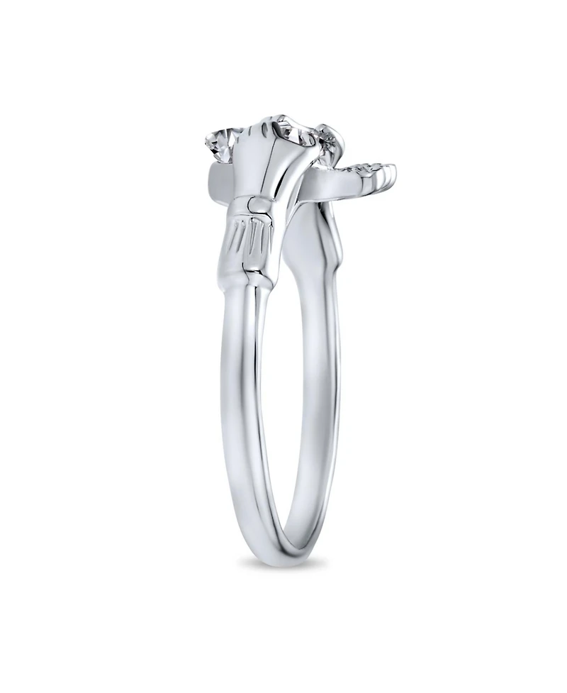 Bling Jewelry Sorority Sister Bff Celtic Irish Friendship Promise Cz Cubic Zirconia Crown Heart Claddagh Ring.925 Sterling Silver