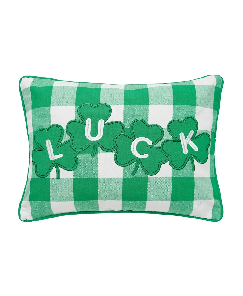 12" x 16" St. Patrick's Day Shamrock "Luck" Rectangle Cotton Accent Throw Pillow