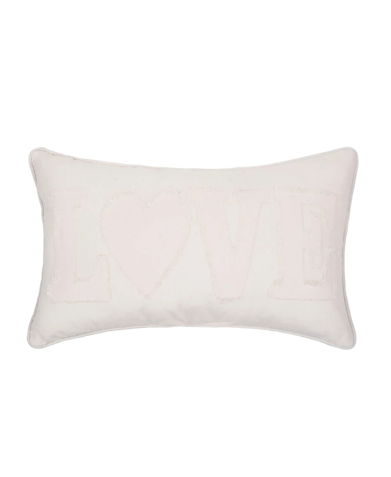 12" x 20" Valentine's Day White "Love" Applique Accent Throw Pillow