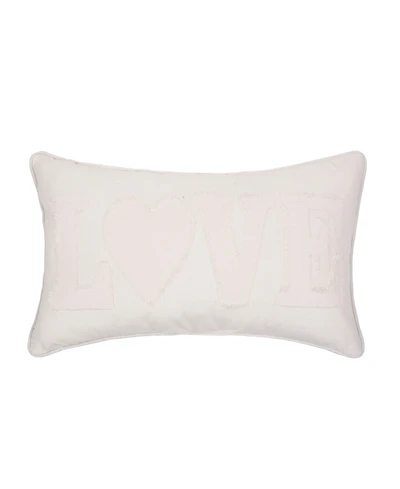 12" x 20" Valentine's Day White "Love" Applique Accent Throw Pillow
