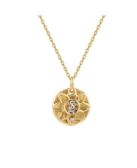Suzy Levian Sterling Silver Cubic Zirconia Letter "S" Initial Disc Pendant Necklace