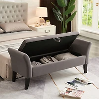 Streamdale Furniture 51.5" Bed Bench With Storage Grey Velvet