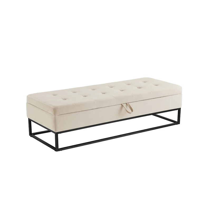 58.6" Bed Bench Metal Base with Storage Velvet
