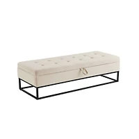 58.6" Bed Bench Metal Base with Storage Velvet
