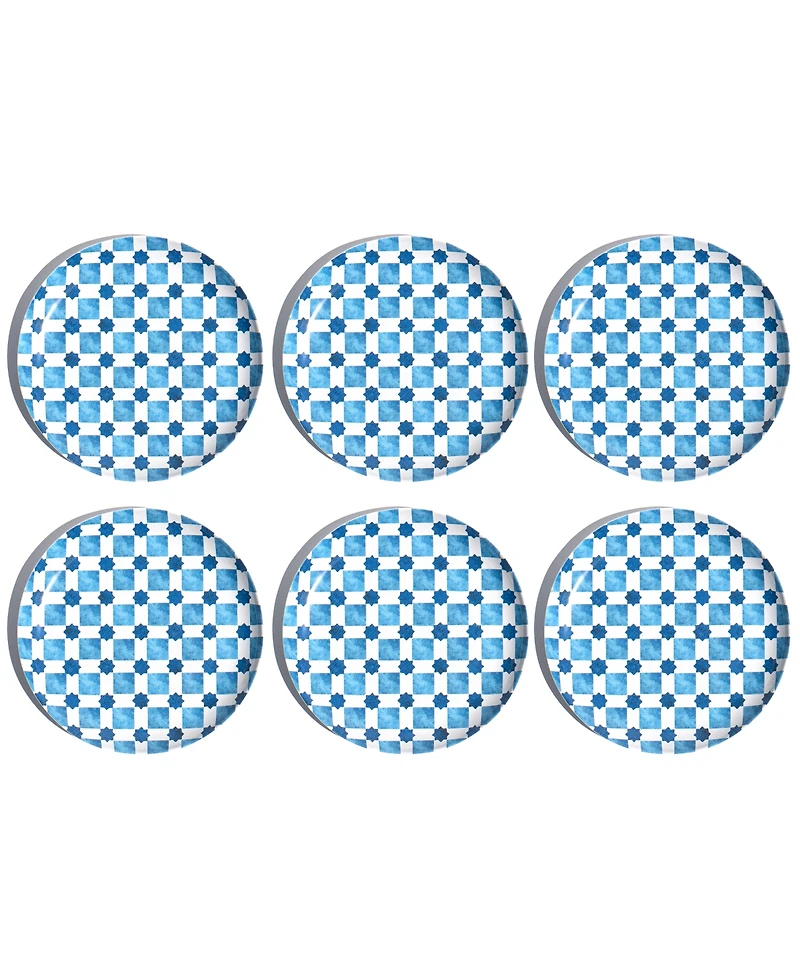 Abode Homewares Palazzo Geo Tile 8.5" Salad Plates, Set of 6, Service for 6