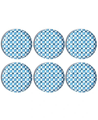 Abode Homewares Palazzo Geo Tile 8.5" Salad Plates, Set of 6, Service for 6