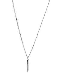 Blackjack Men's Cubic Zirconia Sword 24" Pendant Necklace Stainless Steel