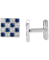 Blackjack Men's Cubic Zirconia Checkerboard Square Cufflinks in Stainless Steel