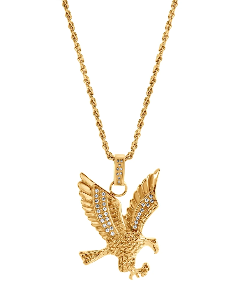 Blackjack Men's Cubic Zirconia Eagle 24" Pendant Necklace
