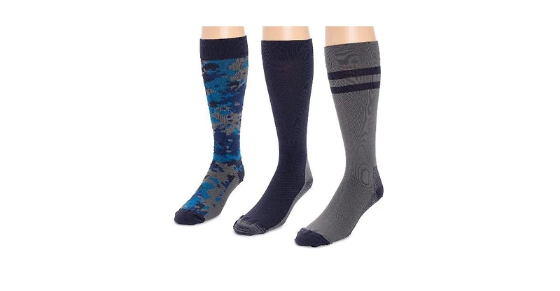 Muk Luks Men's 3 Pack Nylon Compression Knee-High Socks