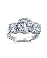 Bling Jewelry 3CTW Cz Past Present Future Three Stone Promise Ring Round Solitaire Cut Cubic Zirconia .925 Sterling Silver