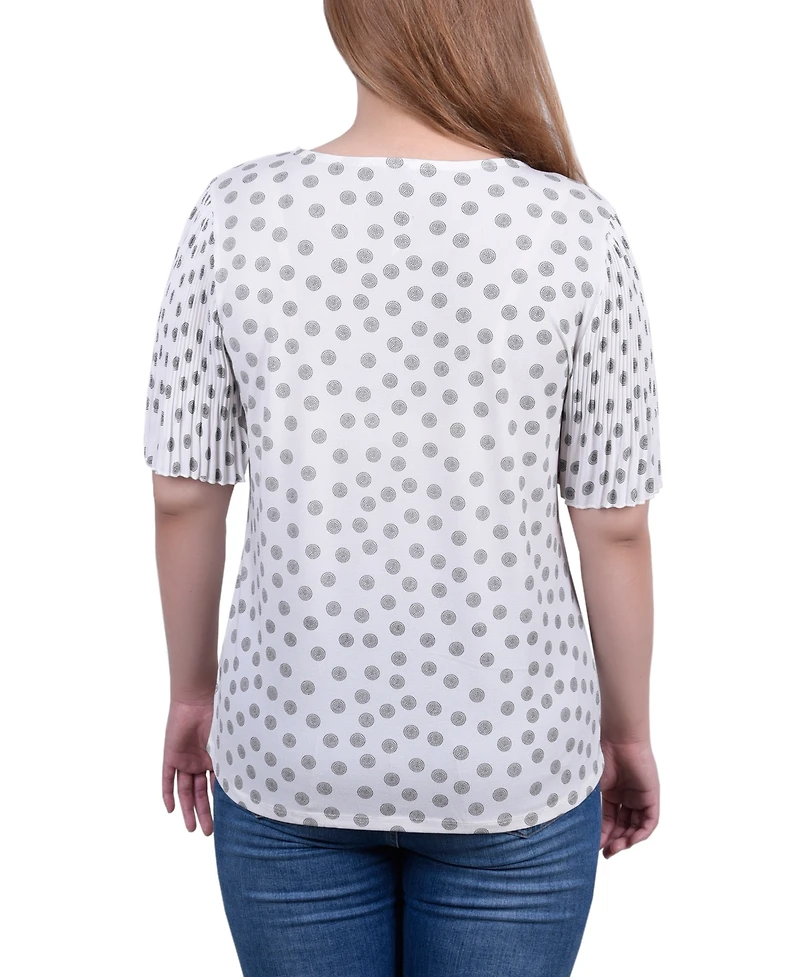 Ny Collection Petite Pleated-Sleeve Top